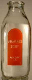 BRAWANDS DAIRY WILCOX PA PENNSYLVANIA OLD MILK BOTTLE  