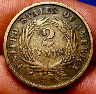 OLD US COINS 1866 RARE 2 CENT PIECE POST CIVIL WAR 2C   