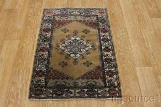 RARE BROWN COLOR ANTIQUE 3X4 OUSHAK TURKISH ORIENTAL AREA RUG WOOL 