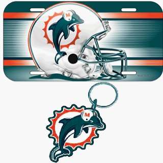 Miami Dolphins License Plate & Key Ring Auto Set Sports 