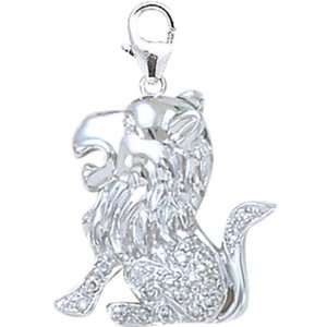   WG 1/10ct HIJ Diamond Lion Spring Ring Charm Arts, Crafts & Sewing