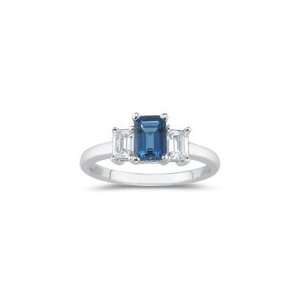   Diamond & 5.89 Cts London Blue Topaz Three Stone Ring in Platinum 6.0