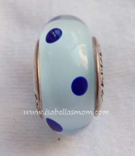   Authentic PANDORA Blue POLKA Dots MURANO Glass Bead/Charm 790610