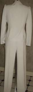 SUIT STUDIO One Button Jacket White Black Stripe PANT SUIT sz 16 $200 