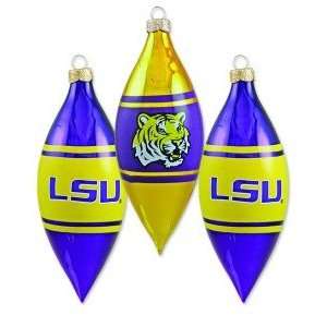   LSU Tigers NCAA 3 Pc Glass Tear Drop Ornament Set