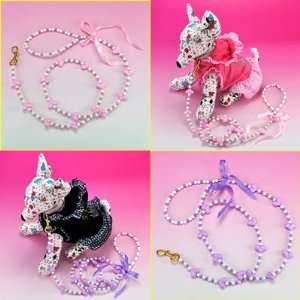    Colorful Pearl Leash with Ribbon for Dog / Cat (Pink)
