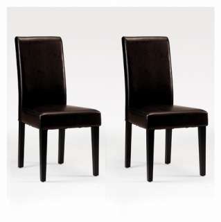   Modern Jet Black Soft Vinyl Leather Parson Dining Side Chairs  