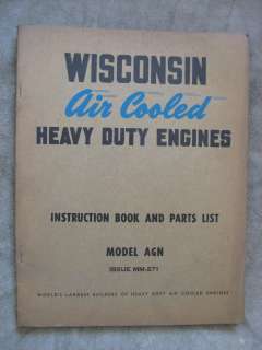 Wisconsin Engine Manual parts catalog list Magneto AGN  
