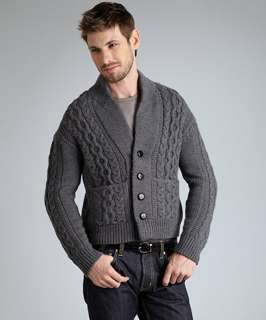 Yohji Yamamoto dark grey heather wool McMerinock cable knit 