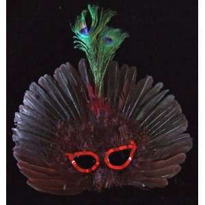  Broad Maroon Masquerade Costume Feather Mask Party 