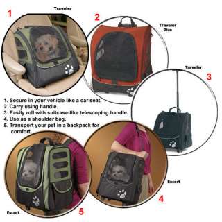 Pet Carrier Car Seat Wheeled Backpack I Go Traveler Dog Sage 73443 