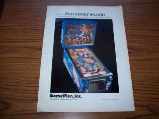 GAME PLAN OLD CONEY ISLAND PINBALL MACHINE AD NOT FLYER  