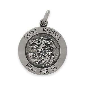 Sterling Silver Saint Michael 18.5mm Religious Medal Medallion with 