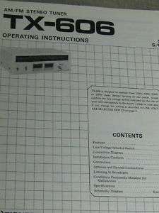 PIONEER TX 606 TUNER OPERATING INSTRUCTIONS  