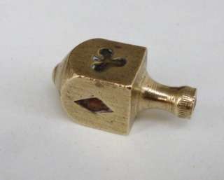 Rare Brass Spinning Top Dice for Playing Cards Suits  