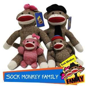  Sock Monkey Family   Set of 4 Dolls Toys & Games