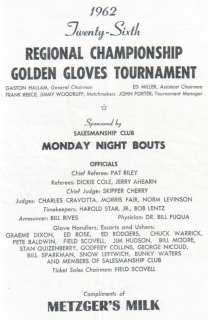 1962 BOXING  GOLDEN GLOVES CHAMPIONSHP DALLAS  PROGRAM  