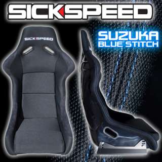 SICKSPEED SUZUKA LIGHTWEIGHT RACE SEATS RACING SEAT BLACK BLUE STITCH 