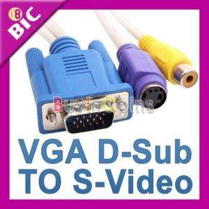 VGA D Sub to S Video RCA TV PC Adaptor 1ft Cable  