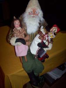 23 Paper Mache German Style Santa, Cinnamon Prim Doll  