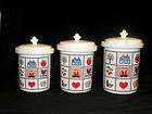 vtg ceramic canister set country style marked usa 520 apples