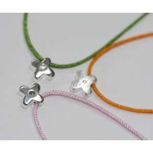    2 Side Silver Pendant orange lucky String Necklace Jewelry