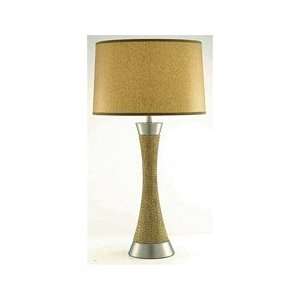   Light Table Lamp, Satin Steel With Wicker Body & Kraft Paper Shade