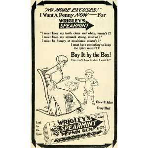  1913 Ad Wrigleys Spearmint Pepsin Chewing Gum Poem 