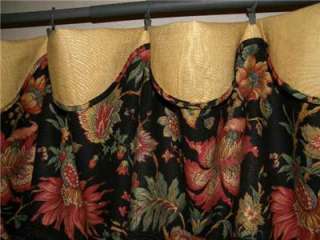 Custom Cuff Top Valance Window Treatment Black French Country Floral 