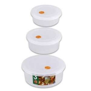 3pc Assorted Size Plastic Round Storage Box with Vent  