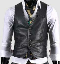 NEW Mens Slim Sexy PU Leather Vest Jacket Waistcoat Vests 121  