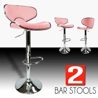 Swivel Pink Bar Stool Elegant PU Leather Modern Adjustable Hydraulic 