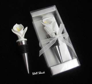 WEDDING FAVORS   6 Gift Boxed Calla Lily Wine Bottlestoppers  