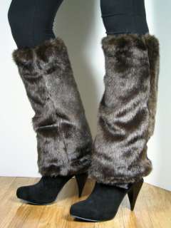   Long Ski Leg Warmer Animal Faux Fake Mink Fur Boot Shoe Cover  