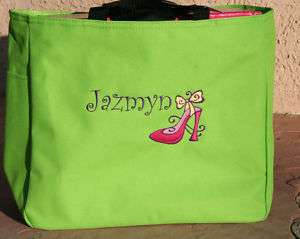 Personalized Custom Text Embroidery Shoe Diva Tote Bag  