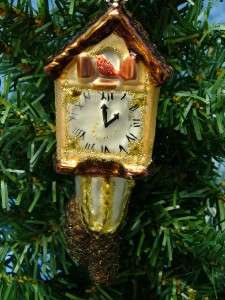 New Midwest Glass Cardinal Cuckoo Clock Pine Cone Christmas Tree 