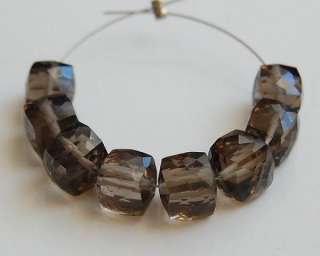 Eye Clean Smoky Quartz Faceted Cube Beads 6mm.  