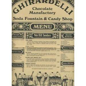  Ghirardelli Chocolate Manufactory Menu 1970s Ice Cream 