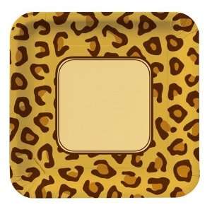 Creative Converting Animal Print Leopard Square Dinner Plates, 8 Count