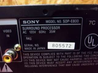 Sony SDP E800 Dolby Digital Decoder / Surround Sound Processor  