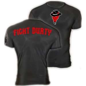  Fight Durty MMA Black Rash Guard Short Sleeve Shirt (Size 