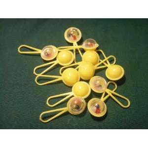  144 Mini Plastic Yellow Rattles with Beads Inside for 