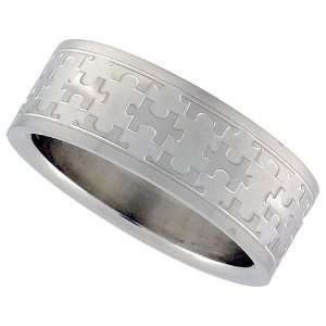 Autism Puzzle Piece Band Ring Stainless Steel  