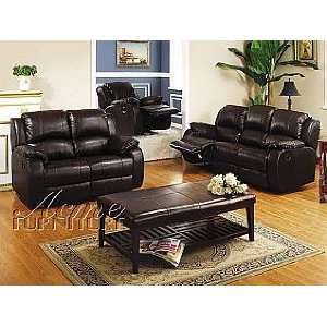   Bonded Leather Match Loveseat with 2 Recliners 05876