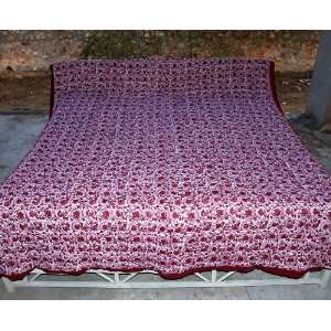   Reversible Pink Quilt Comforter Bedspread Rajrang 90x60 with Pillow