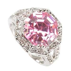  Octagon Pink Cocktail Ring Jewelry