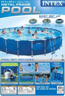 INTEX 24 x 52 Metal Frame Swimming Pool Set & Sand Filter Pump Set 