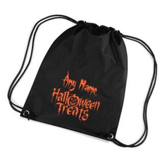 Personalised Halloween Trick or Treat Treats bag Black.