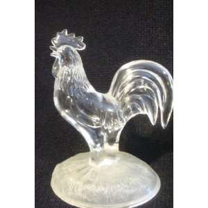  Unique Glass Rooster Figurine Chicken Frosted Base 7 x 5 