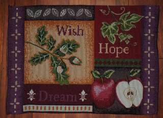 Tapestry Placemat~Wish~Hope~Dream~Apple~Oak~Acorn~Ivy~Purple~Holiday 